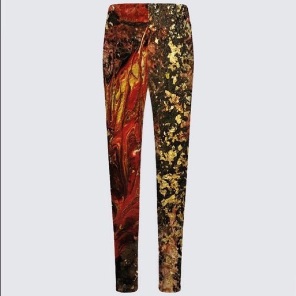 Jackie Leggings in scuba knit fabric Le Galeriste California wild fires design